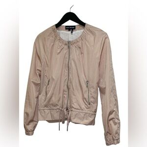 DKNY JEANS BOMBER ZIP-UP JACKET WOMEN ROUND NECK DRAWSTRING PINK COLOR SIZE S